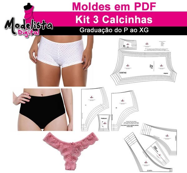 Kit 3 Calcinhas